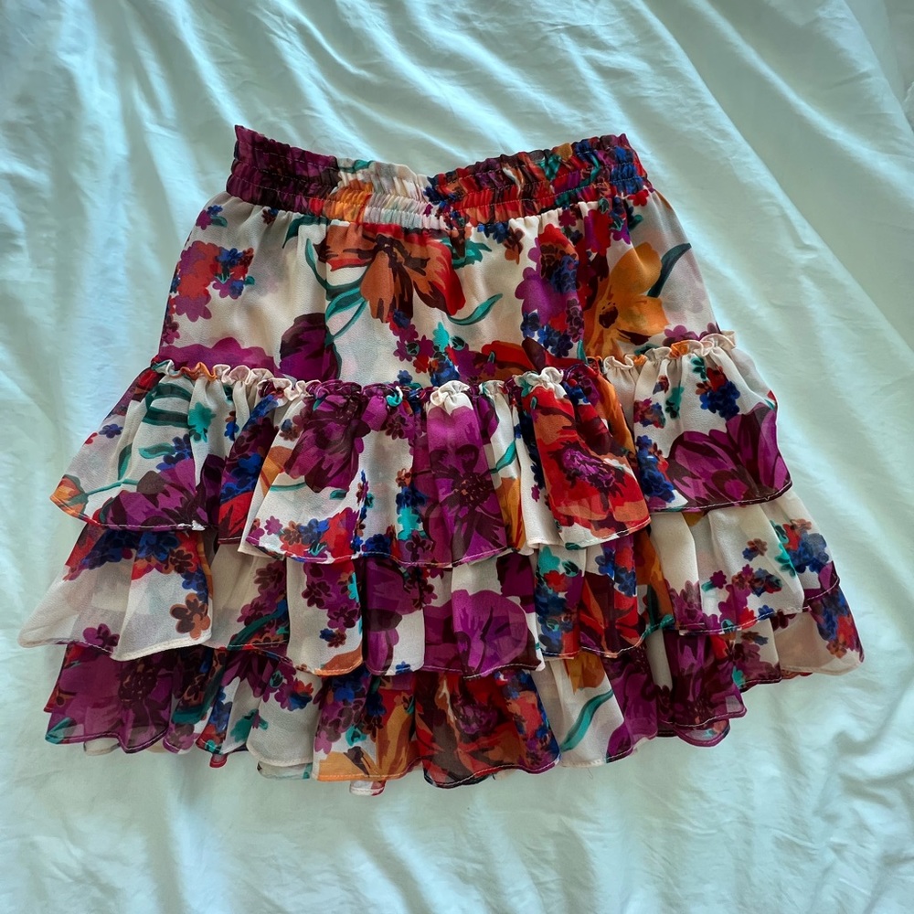 Misa Marion Tiered Floral Mini Skirt